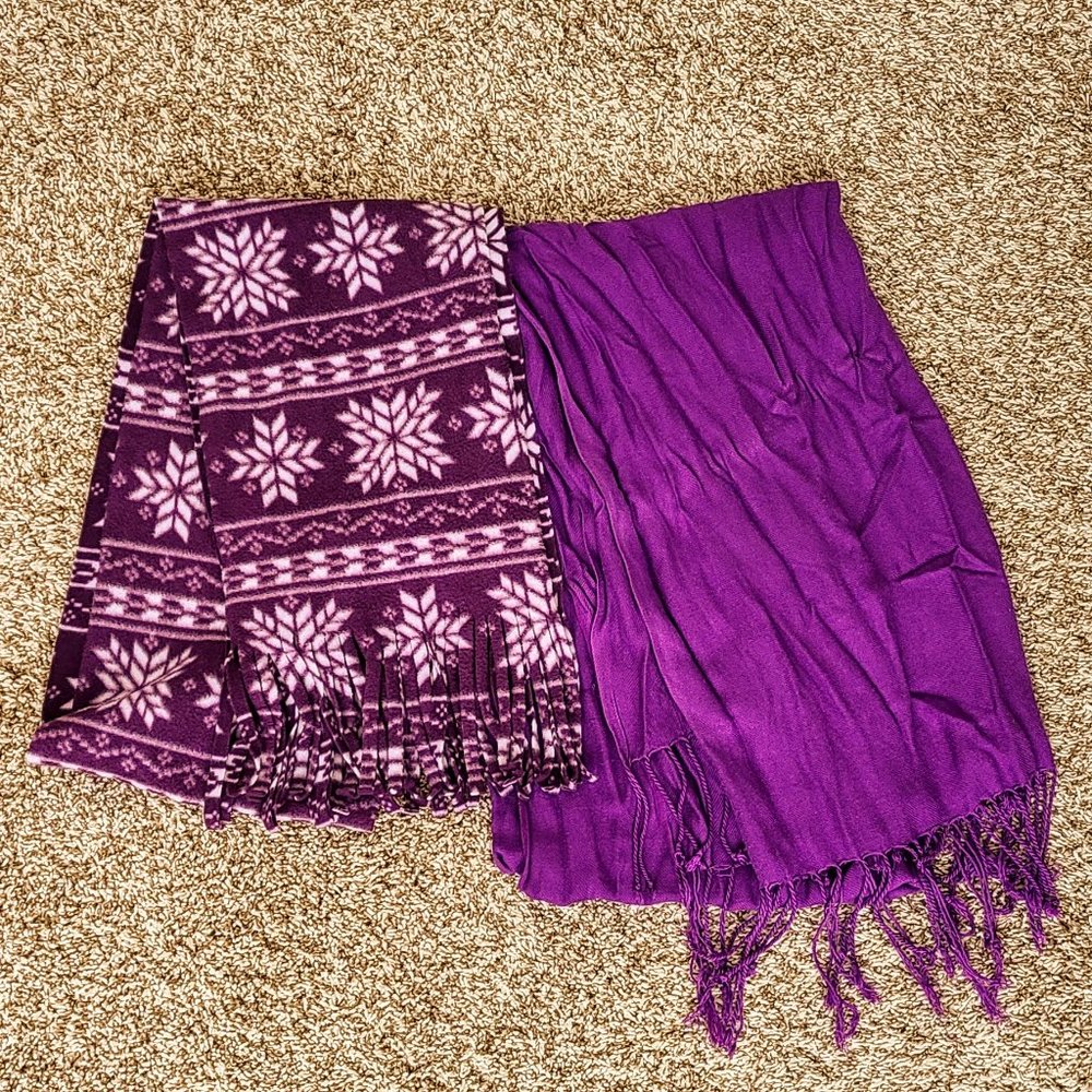 Purple Scarf Set - Fleece + Wrap